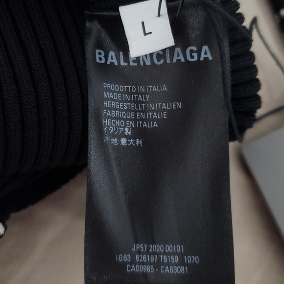 Balenciaga Black & White Ribbed Logo Knit Sweater Sz L - Picture 8 of 10